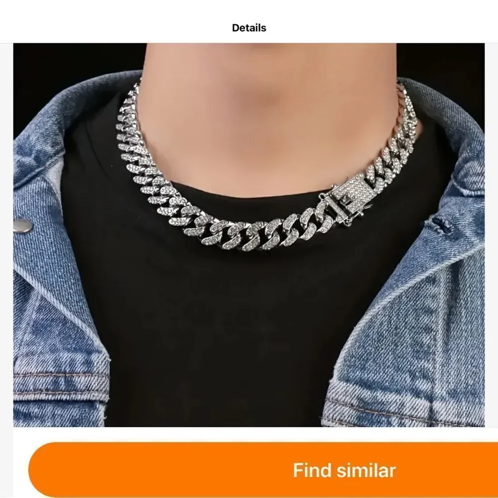 🩶 NEW Men's or Women’s Silver Rhinestone Chain Necklace 🩶